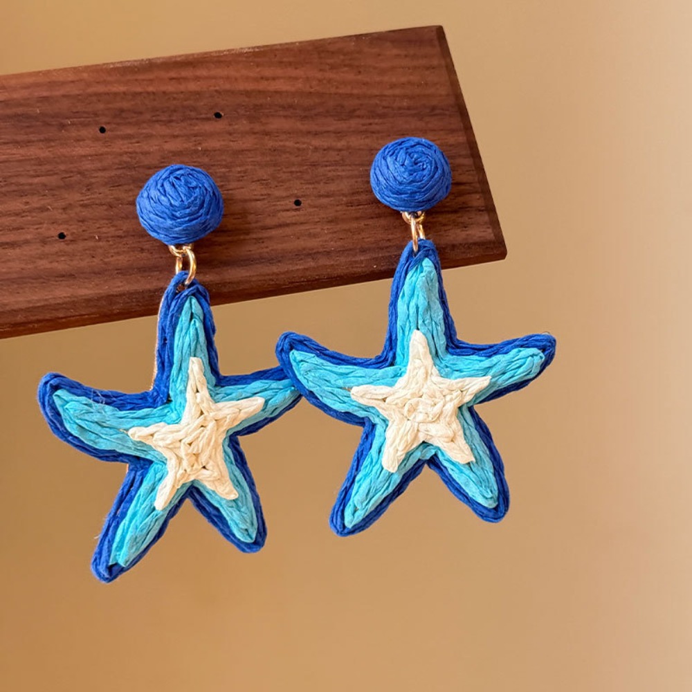 Ethnic Chic Fashion - Charms Bohemian Starfish Stud Earrings Straw