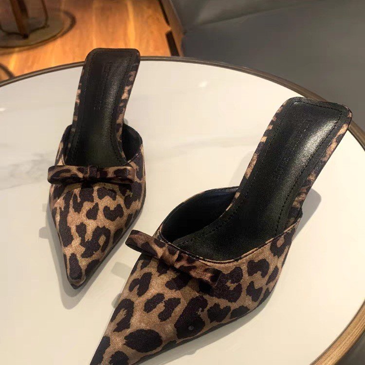 Ethnic Fashion Women - women's leopard-print pointed high-heeled slippers fashion