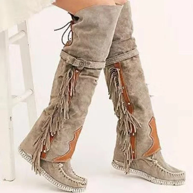 Ethnic Fashion Women - Fashion Bohemia Knee-length Women Boots Ethnic