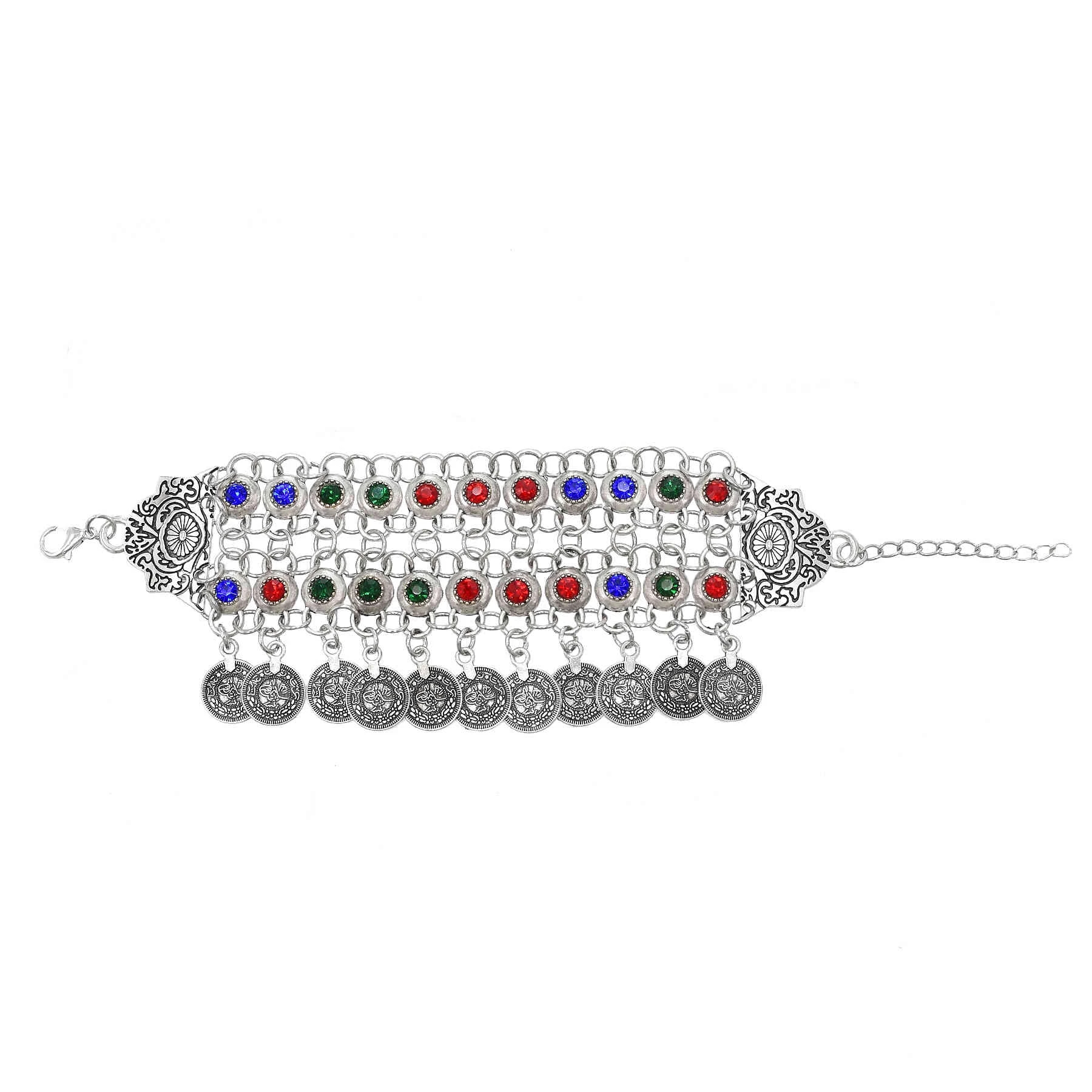 Ethnic Fashion Pakistan - 3 Style Colorful Crystal Coin Bracelet