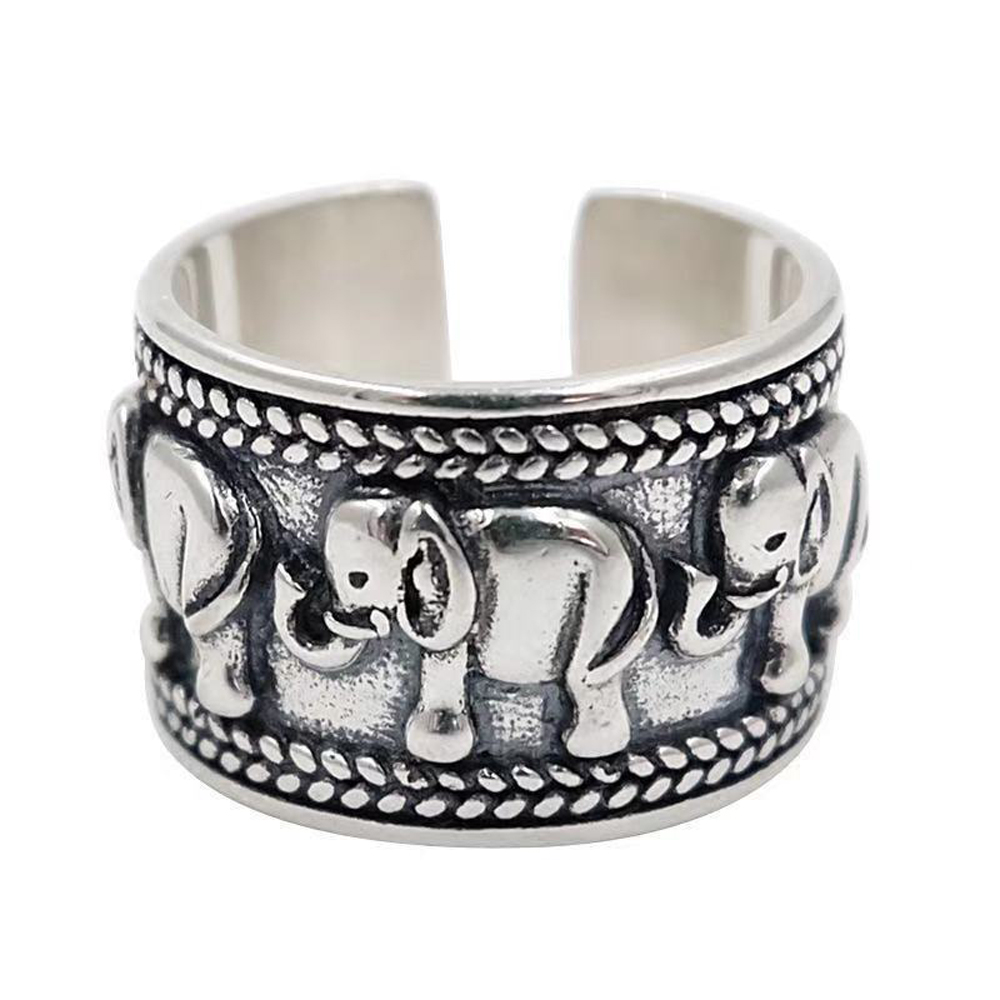 Ethnic Fashion Pakistan - Punk Vintage Silvery Elephant Pattern Ring