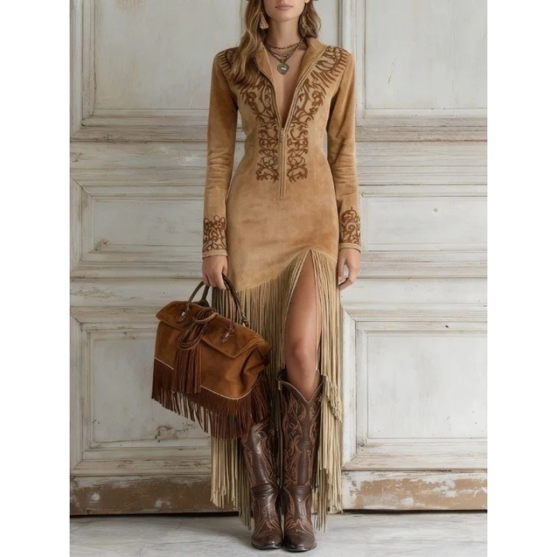 Women's Autumn Dress Retro Eth - Ethnic Chic Fashion ulasan dan harga