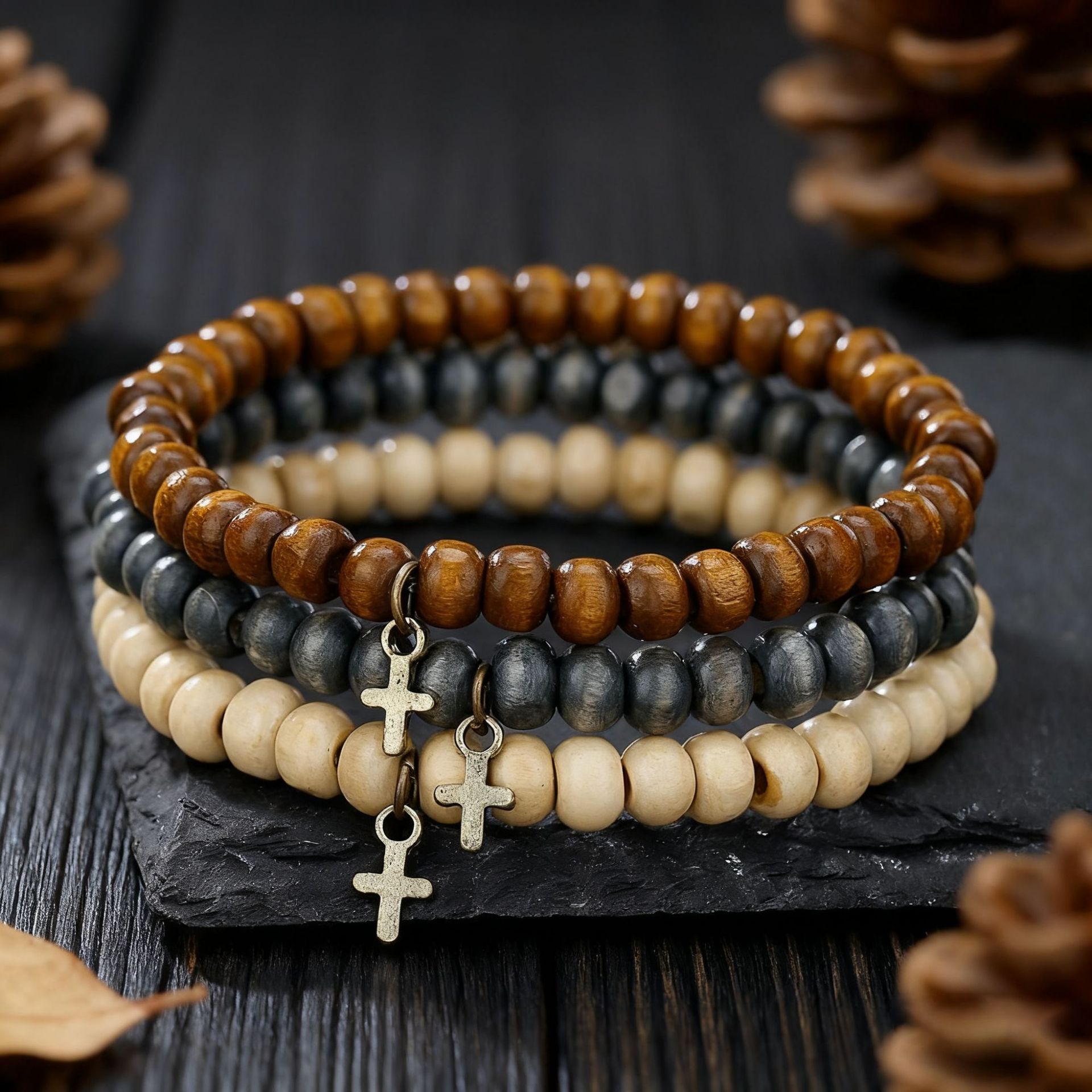 Wood Beaded Bracelet for Men,  - Ethnic Wear Men'S Fashion ulasan dan harga