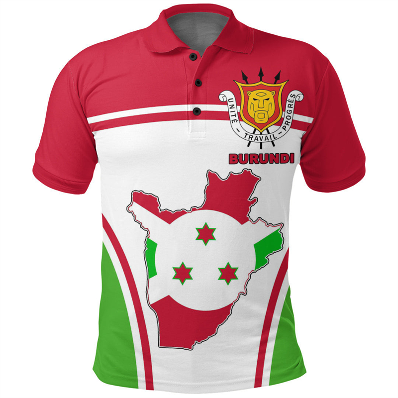 Burundi Flag Map 3D Print Polo - Dashiki Shirt Men ulasan dan harga