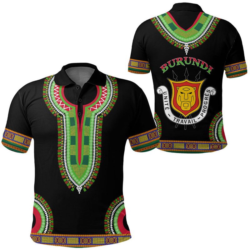 Burundi Flag Map 3D Print Polo - Dashiki Shirt Men ulasan dan harga