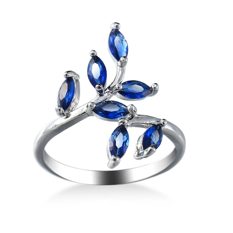 Pretty Blue Leaves Design Ring - Ethnic Fashion Design ulasan dan harga