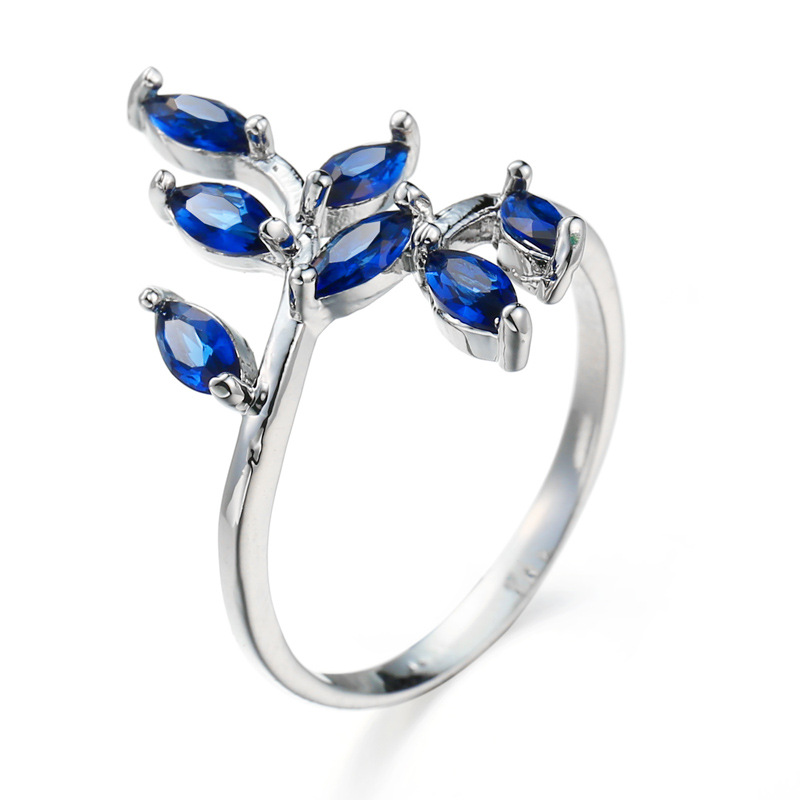 Pretty Blue Leaves Design Ring - Ethnic Fashion Design ulasan dan harga