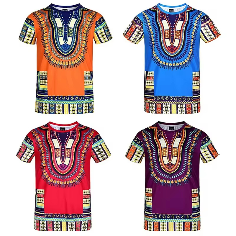 Summer Harajuku 3D Print Afric - Dashiki Shirt Men ulasan dan harga