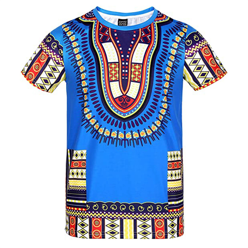 Summer Harajuku 3D Print Afric - Dashiki Shirt Men ulasan dan harga