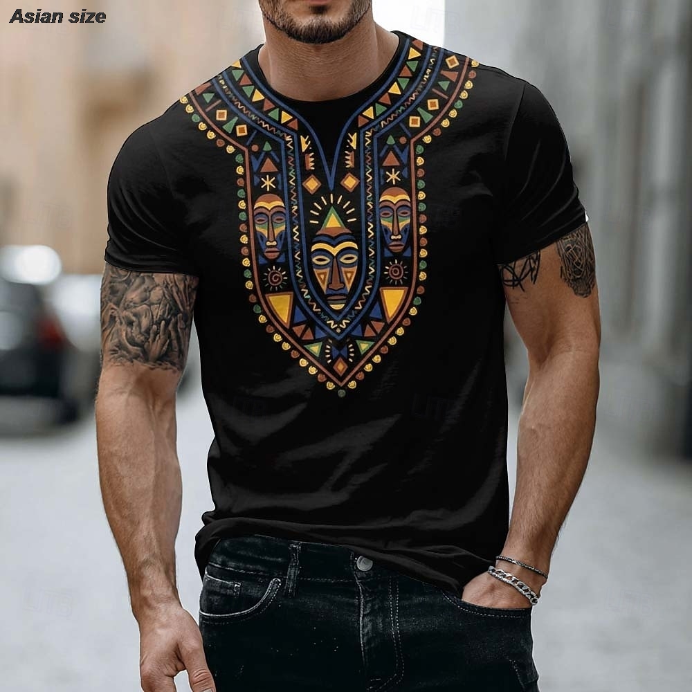 2026 Mens African Tribal Mask  - Dashiki Shirt Men ulasan dan harga