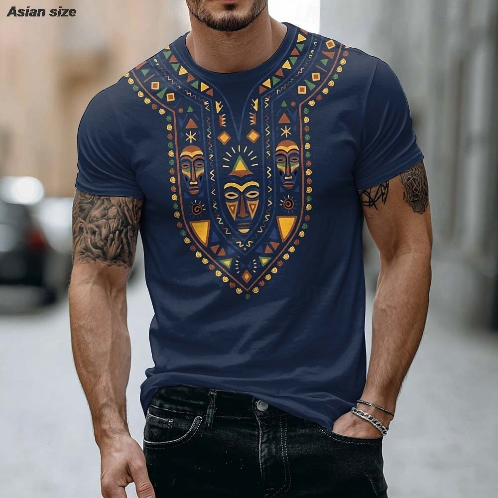 2026 Mens African Tribal Mask  - Dashiki Shirt Men ulasan dan harga