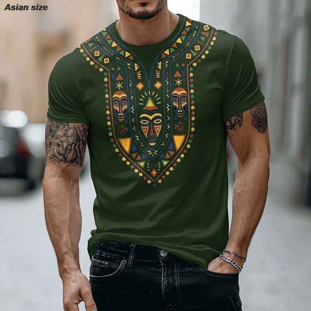 2026 Mens African Tribal Mask  - Dashiki Shirt Men ulasan dan harga