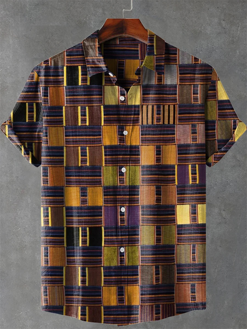 Men's Linen Shirt Vintage Shor - Ethnic Fashion World ulasan dan harga