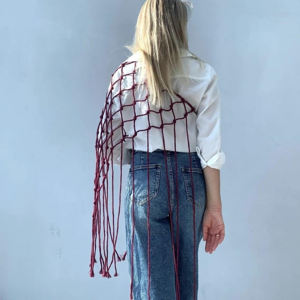 Bohemian Netted Fringe Scarf S - Ethnic Fashion Design ulasan dan harga