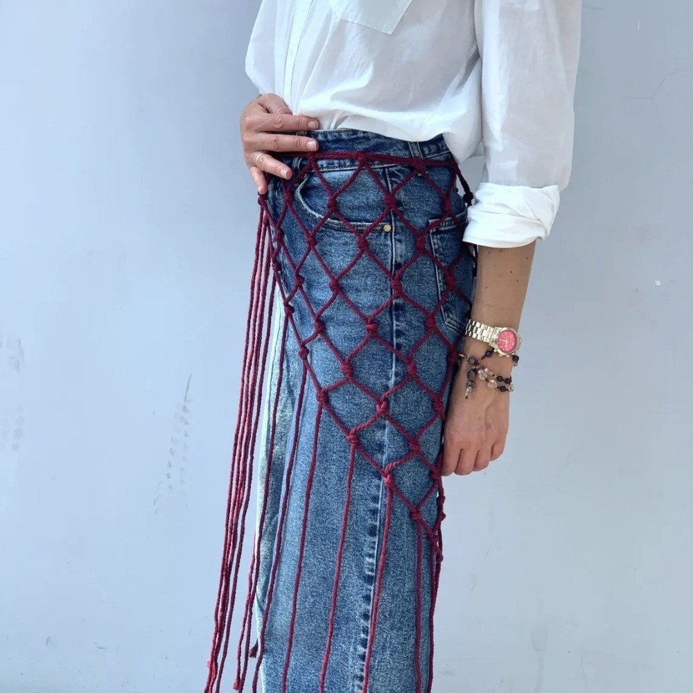Bohemian Netted Fringe Scarf S - Ethnic Fashion Design ulasan dan harga