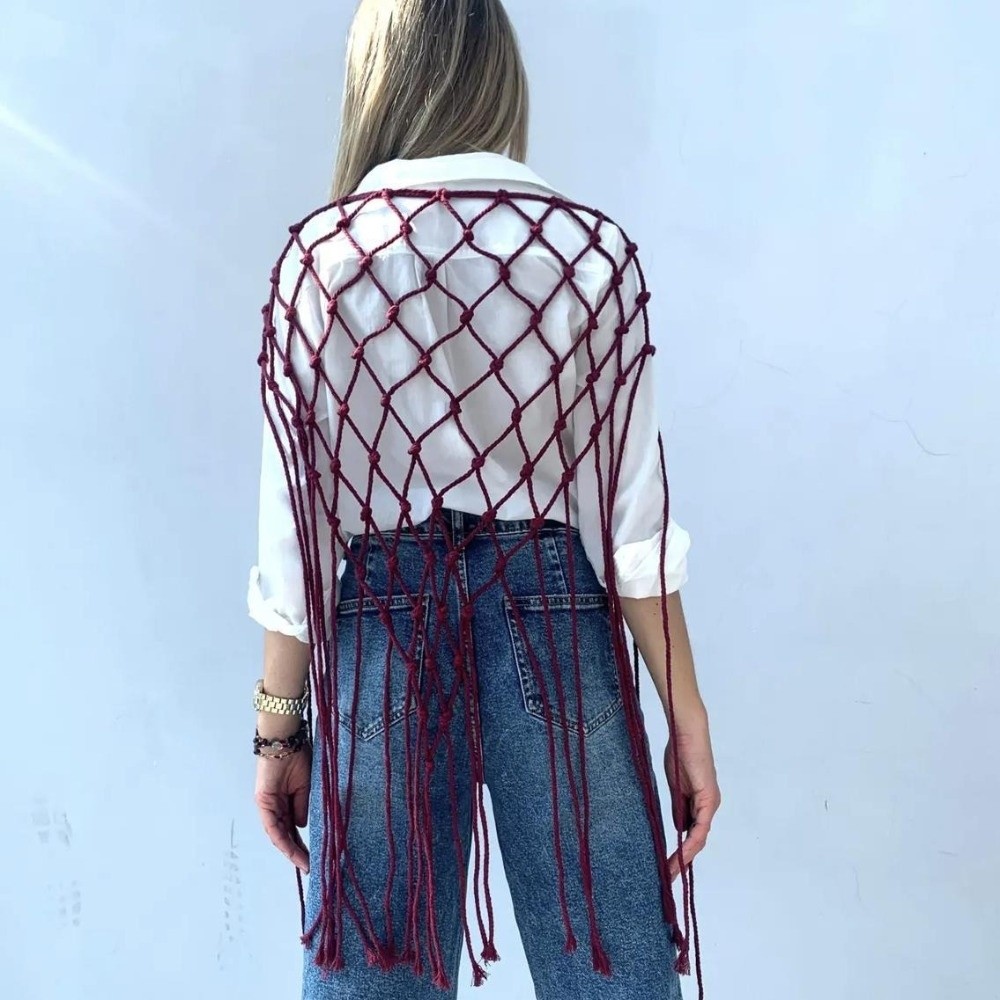 Bohemian Netted Fringe Scarf S - Ethnic Fashion Design ulasan dan harga