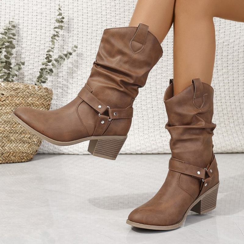 Womens Mid-Calf Boots Retro St - Ethnic Fashion Women ulasan dan harga