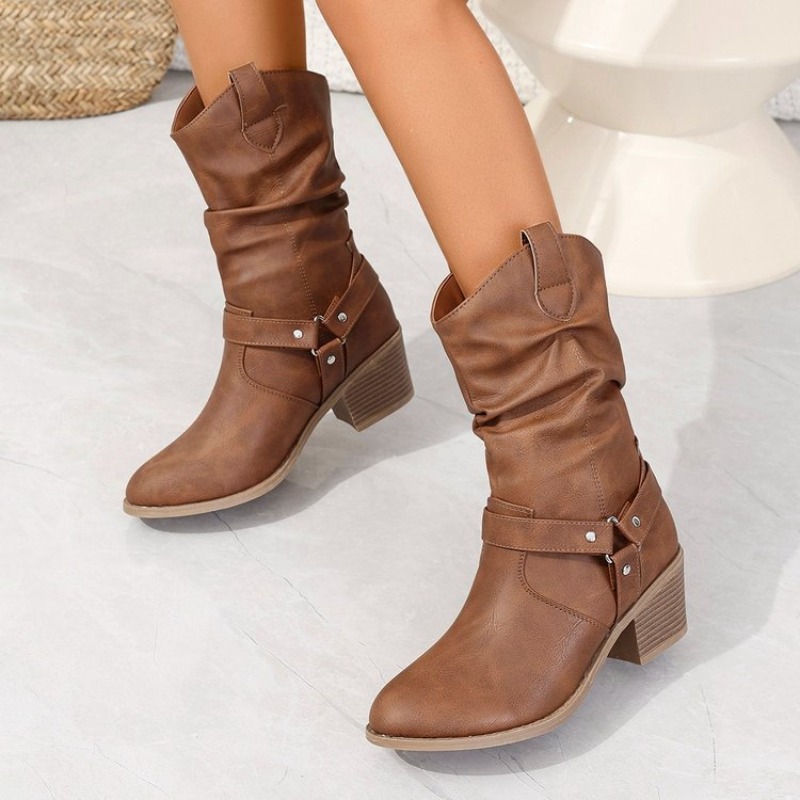 Womens Mid-Calf Boots Retro St - Ethnic Fashion Women ulasan dan harga